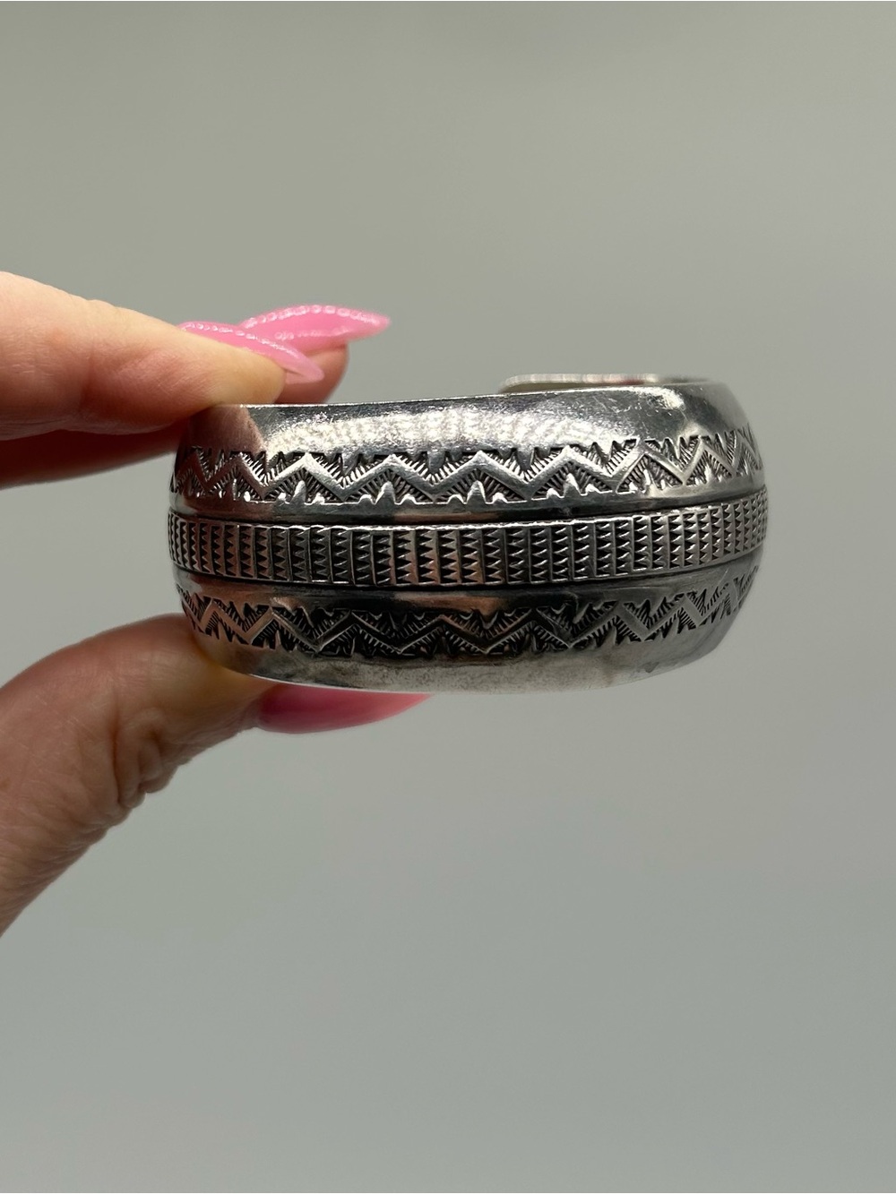 Vintage Allison Snowhawk Lee Navajo Sterling Silver Cuff Bracelet